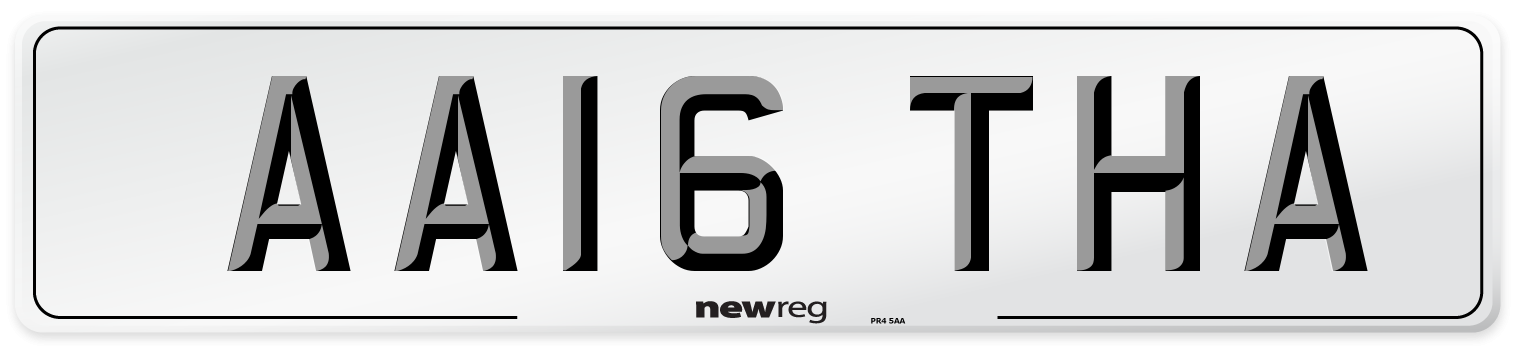 AA16 THA Number Plate from New Reg